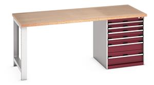 41004115.** Bott Cubio Pedestal Bench with MPX Top & 6 Drawers - 2000mm Wide  x 900mm Deep x 840mm High. Workbench consists of the following components...